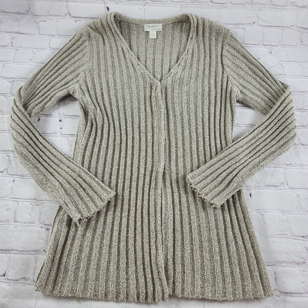 Northern Isles Portraits Wm's Lg Ramie Cable Knit Snap Front Cardigan Sweater